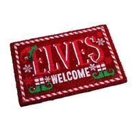 Darthome Elves Welcome Coir Doormat 60x40cm Christmas Elf Red Snowflake Xmas Festive Entrance Mat