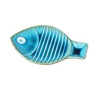 Darthome Fish Decorative Plate Teal Blue Glazed Ceramic Indoor Nautical Trinket Dish Gift