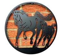 Darthome Galloping Horses Garden Wall Art Metal Black Silhouette Animal Fence Ornament 45cm