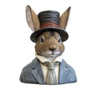 Darthome Gentleman Rabbit Bust Ornament, Resin, Multicoloured, Large, Retro Style, 30x20x40cm, Free Standing, Indoor Home Decor