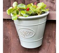 Darthome Glossy Wall Planter 21x23cm Ceramic Effect Plastic Semi Circular Garden Pot Decor (Grey)