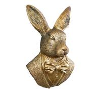 Darthome Gold Dapper Rabbit Bust Wall Sculpture, Resin, Textured Finish, 13x20x8cm, Decorative Bunny Animal Head Home Decor