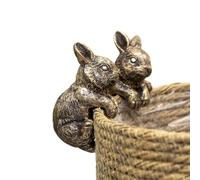 Darthome Gold Rabbit Pot Hangers, Set of 2, Distressed Resin Planter Decor, Indoor & Outdoor, 5x8x5cm