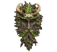 Darthome Green Man Tree Face Wall Plaque, Resin Garden Decor, Gothic Forest Treeman with Horned Crown, Hand Painted, 17x28x5cm