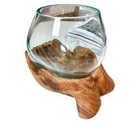 Darthome Hand of Hope Stand Molten Glass Bowl Teak Wood Hand Blown Melted Decoration Gift 19cm