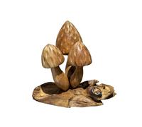 Darthome Handcrafted Teak Root Mushroom Sculpture, 10x13x8 cm, Mini Wood Toadstool Nature Ornament, Brown