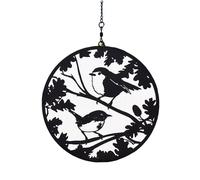 Darthome Hanging Mirror Silhouette 23cm Robin And Wren Garden Black Round Metal Decor Art Gift