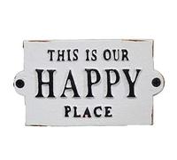 Darthome Happy Place Sign White Cast Iron New Antique Wall Garden Garage Gate Door Plaque