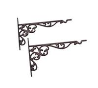 Darthome Heart Scroll Hanging Basket Bracket Cast Iron Antique Outdoor Wall Mount Hook (1, Large 35cm)