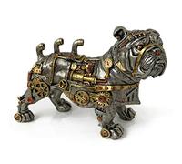 Darthome Industrial Silver Resin Gothic Steampunk Standing British Bulldog Dog Ornament 30cm