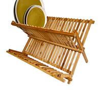 Darthome Large Bamboo Dish Rack 19 Slots Wooden Dinner Plates Bowls Drainer Stand Dryer