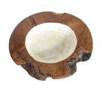 Darthome Large Carved Teak Wooden Pearl Fruit Bowl Vintage Home Decor Decorative Display