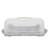 Darthome Large Cupcake Storage Caddy Carrier with Lid, Grey and Clear Plastic, 12 Cupcake Capacity, 44.5 x 31.5 x 15 cm, Dishwasher Safe