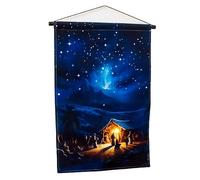 Darthome Light Up Nativity Wall Tapestry Traditional Christmas Scene Fabric Banner Hanger