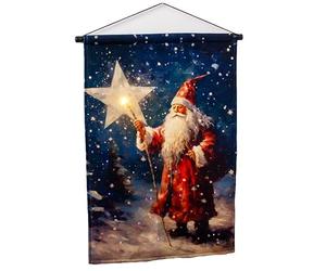 Darthome Light Up St Nicholas Wall Tapestry Father Christmas Star Fabric Banner Hanger