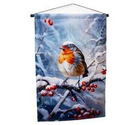 Darthome Light Up Winter Robin Wall Tapestry Traditional Christmas Fabric Banner Hanger