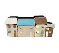 Darthome Ltd Ceramic Multi Village Pottery Cottage 4 Houses Flower Plant Pot Holder Ornament 32cm