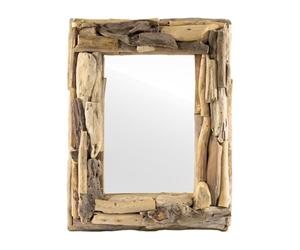 Darthome Ltd Driftwood Rectangle Mirror 32x42cm Vintage Rustic Natural Frame Bathroom Wall Decor (28X18cm Internal Mirror)