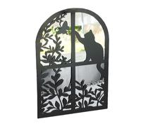 Darthome Ltd Garden Mirror Cat In Window Silhouette Arched Black Metal Outdoor Wall Decor Art