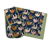 Darthome Ltd Ulster Weavers Hanging Around Sloth Kitchen Cotton Tea Towel Double Oven Gloves (Set Of 2)