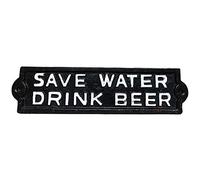 Darthome Ltd Vintage Cast Iron Metal Home Garden Wall Art Sign Plaque Save Water Drink Beer