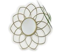 Darthome Ltd Vintage Gold Metal Frame Home Decorative Round Glass Wall Mounted Mirror Small (Flower)
