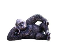 Darthome Lying Gorilla Garden Ornament, Bronze Effect, Resin, W23cm x H13cm x D14cm, Outdoor Wildlife Decor