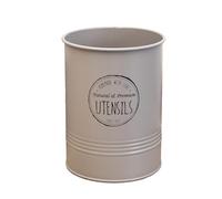 Darthome Matt Metal Utensil Pot 12x17x12cm Round Retro Kitchen Storage Display Cutlery Holder Caddy (Grey)