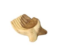 Darthome Mini Teak Wood Hand of Hope Bowl, Rustic Carved Decorative Coin Trinket Dish, Brown, W15cm x H4cm x D11cm