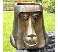 Darthome Monkey Head Planter Large Resin Gold Garden Animal Bust Plant Pot Flower Holder 29cm