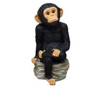 Darthome Monkey On The Rocks Ornament Black Resin Large Sitting Chimp Novelty Figure Gift