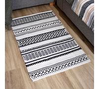 Darthome Monochrome Aztec Cotton Rug 60x90cm Rectangle Black White Geometric Area Floor