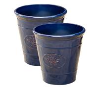Darthome Navy Blue Embossed Bee Garden Planter 22x23x22cm Ceramic Effect Plastic Round Flower Pot (2)