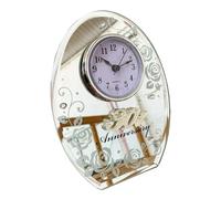 Darthome New Happy 30th Pearl Wedding Anniversary Standing Oval Mirror Mantle Clock Gift 16cm