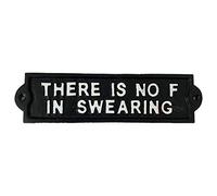 Darthome No F In Swearing Sign Black Cast Iron Novelty Rude Funny Man Cave Wall Plaque