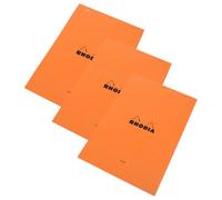 Darthome Pack of 3 Rhodia A4 Top Refill Memo Pads, 160 Page Lined Paper Notepads, Orange, 80 Sheet, 80gsm White Paper