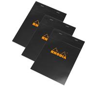Darthome Pack of 3 Rhodia A5 Square Grid Staplebound Notebook Pad, Black, 160 Pages, 5/5 Grid