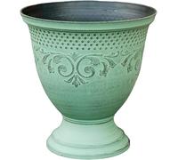 Darthome [Pack Of 4] Patina Urn Planter 20x21x20cm Aged Green Plastic Round Classic Antique Baroque Flower Pot