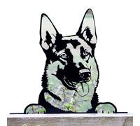 Darthome Peeking German Shepherd Fence Topper 32cmBlack Metal Dog Art Silhouette Garden Decor
