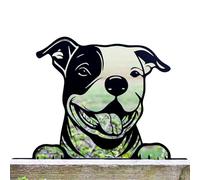 Darthome Peeking Staffie Fence Topper 32cm Black Metal Staffordshire Bull Terrier Garden Decor