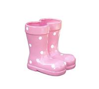 Darthome Pink Polka Dot Boots Planter 19x20x18cm Glossy Glazed Ceramic Wellington Shoe Flower Pot