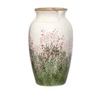 Darthome Pink Wildflower Garden Vase 15.5x26x15.5cm Floral Crackle Ceramic Frilly Top Decorative Urn Pot