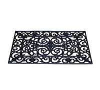 Darthome Rectangle Scroll Rubber Doormat 70x40cm Large Black Victorian Ornate Non Slip Mat