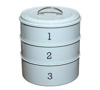 Darthome Retro Blue 3 Tier Stacking Cake Storage Tins 22.5 x 26 x 22.5 cm Vintage Metal Round Kitchen Food