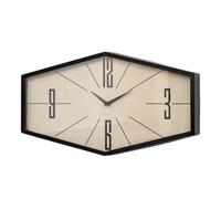 Darthome Retro Hexagon Wall Clock, Black Metal, Large, 50x28cm, Analogue, Battery-Operated, Mid-Century Modern Style