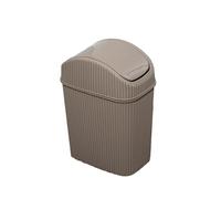 Darthome Ribbed 2.5 Litre Bathroom Bin 17x24x10cm Plastic Small Waste Home Kitchen Swing Lid Dustbin (Brown)