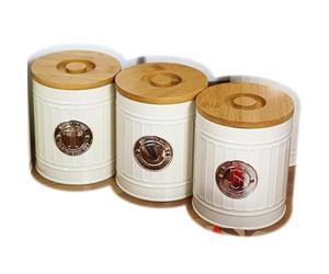 Darthome Roman Pillar Tea Coffee Sugar Storage Set Of 3 Metal Retro Kitchen Canisters