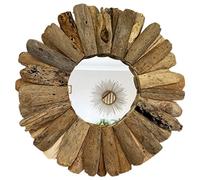 Darthome Round Driftwood Mirror 60cm Vintage Rustic Natural Frame Bathroom Wall Art Decor