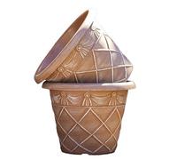 Darthome Round Terracotta-Coloured Roman Planter, Plastic, Tuscany-Inspired Pattern, Outdoor Garden Pot, Brown, with Drainage Holes (2, Medium 35cm)