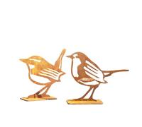 Darthome Set Of 2 Rusty Bird Ornaments Brown Mild Steel Robin Wren Silhouette Garden Figurines
